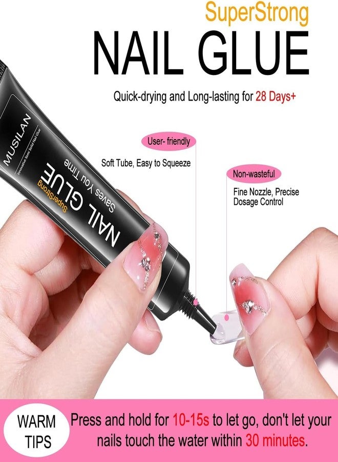 MUSILAN 2PCS 18g Solid Nail Glue Gel with 6ml Remover Pen,Super Strong Nail Glue & Quick Drying Remover for Press On Tips No Need for UV Lamp Magic Click Removal Pen Powder Design - Image 2